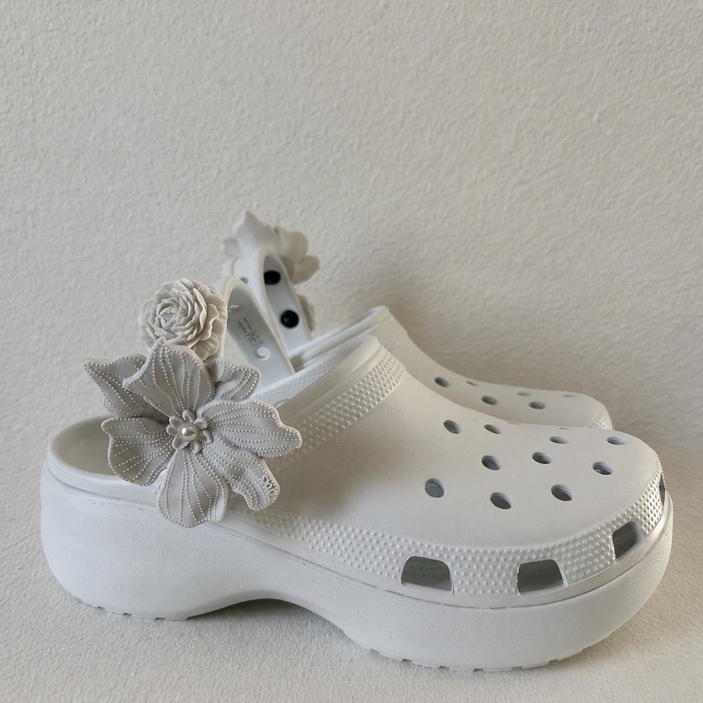 Crocs Classic Platform Bouquet Clog Classic White Women's Sz 10 NEW